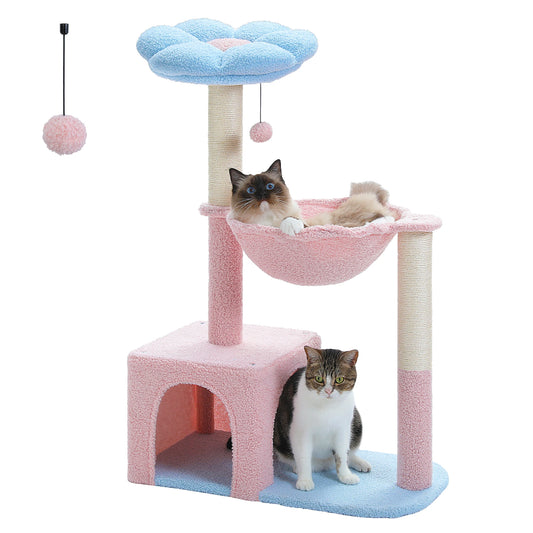 Petepele Flower Cat Tree With Metal Frame Hammock Sisal Posts