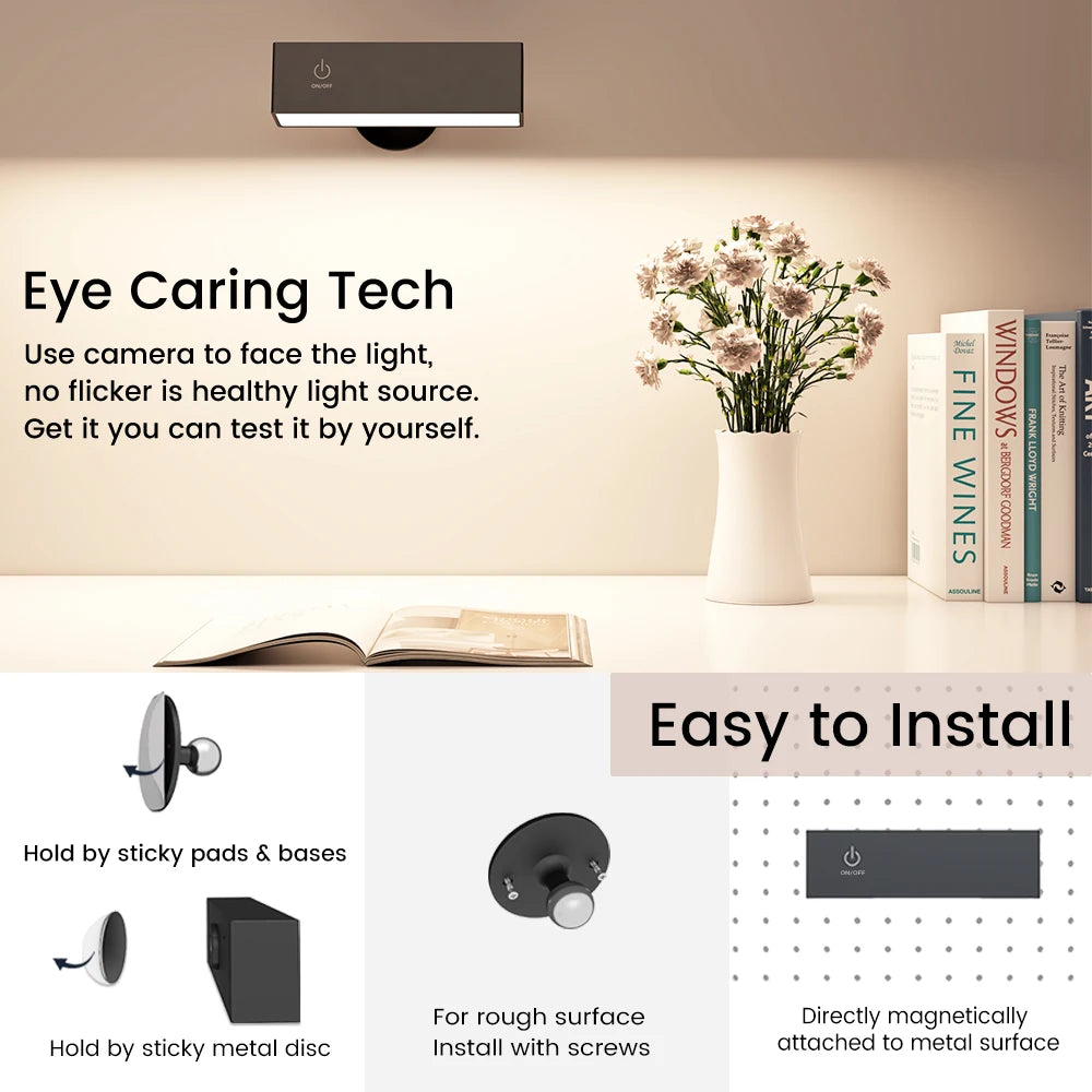 Two Pack Rechargeable Magnetic Wall Sconces Bedside Lamp USB Charge
