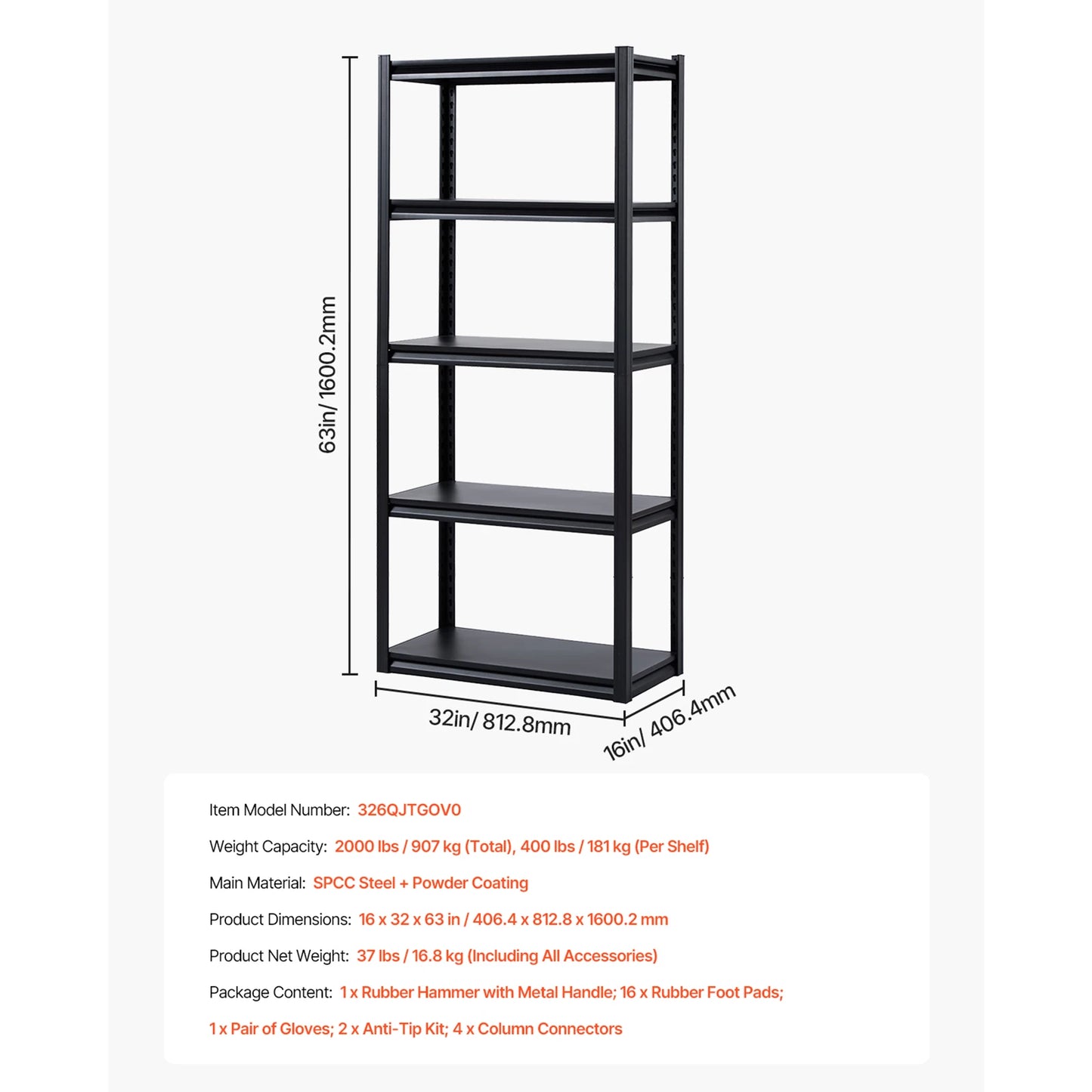 SucceBuy 5-Tier Garage Storage Shelves With Adjustable Metal Racks