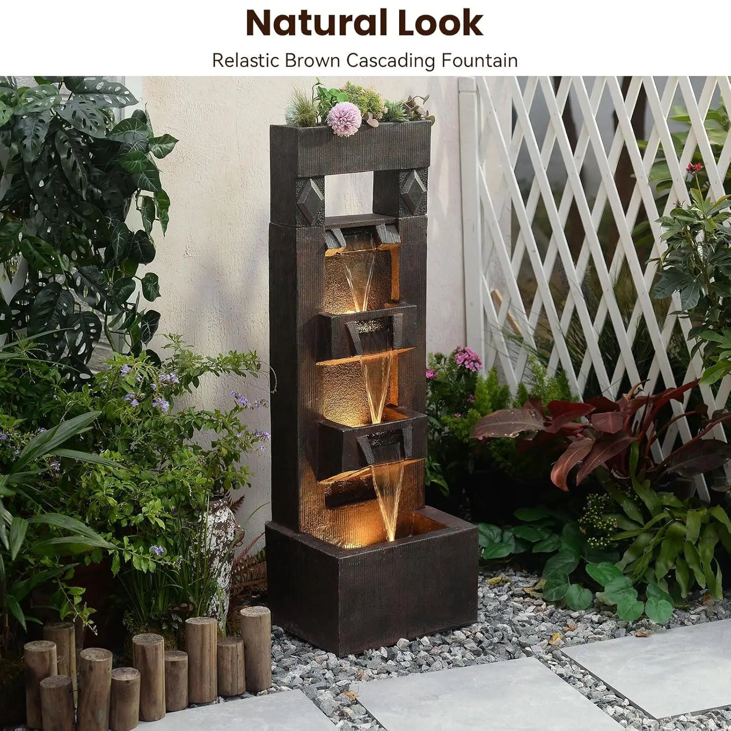 4-Tier Indoor Outdoor Water Fountain With LED Lights And Pump