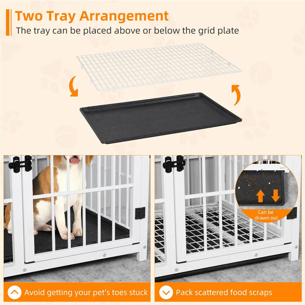 BINGOPAW Heavy Duty Dog Kennel End Table Cage With Three Doors Removable Tray