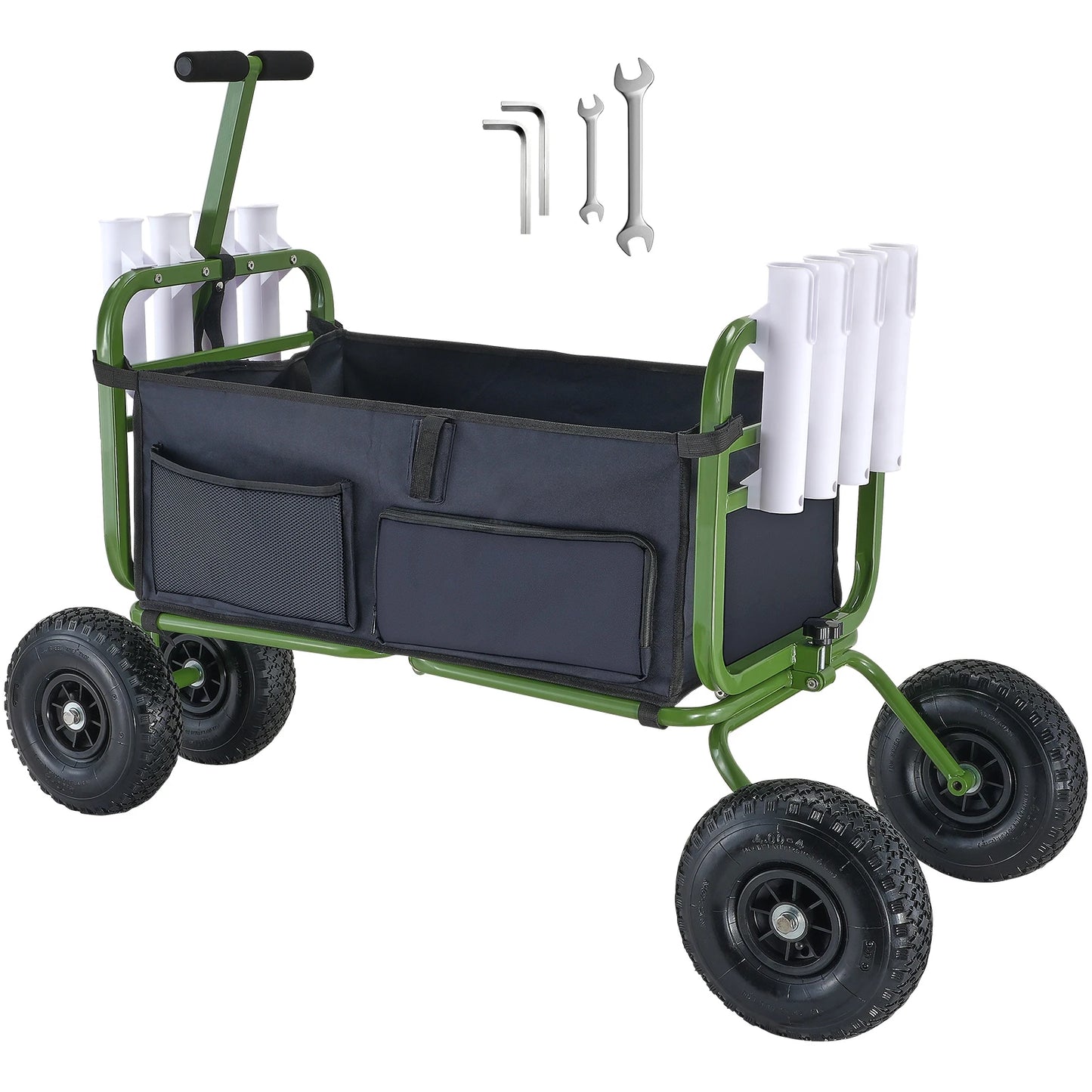 SucceBuy Beach Fishing Cart Foldable With 4 Rod Holders Wheels