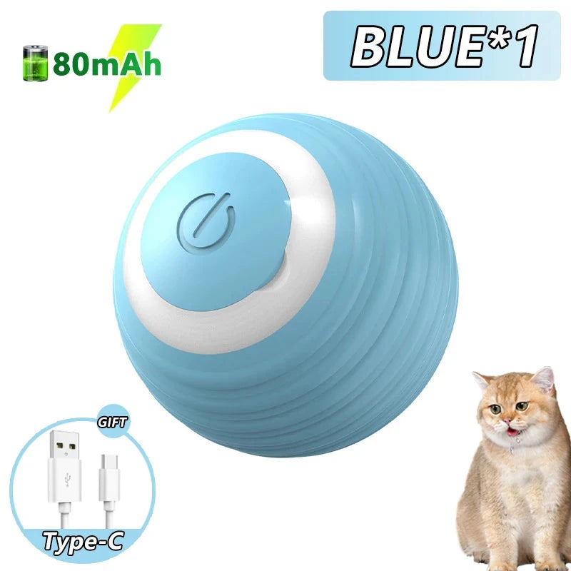 Cat Interactive Ball Toy Auto Rolling Faux Tail Rechargeable Smart