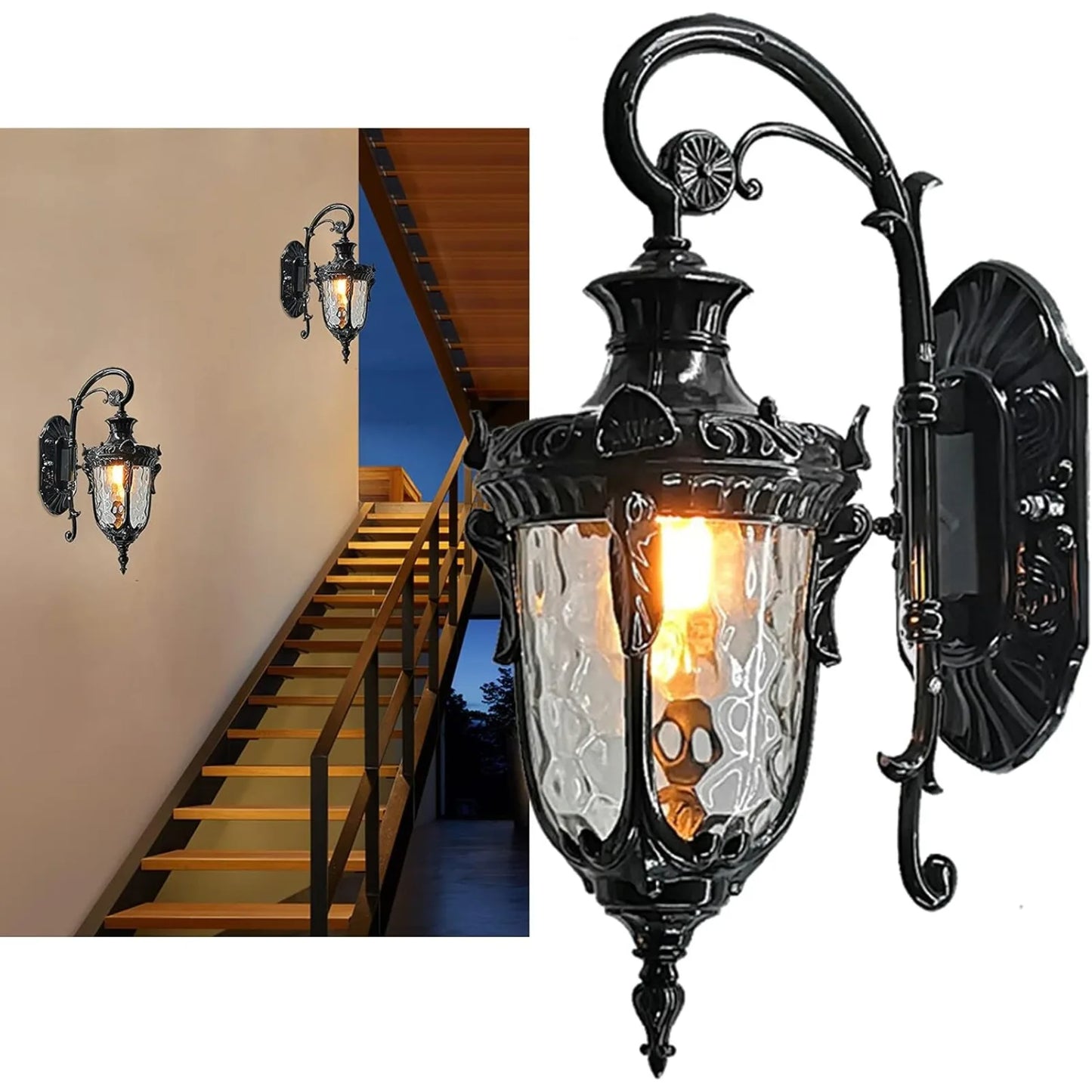Bymaocar Waterproof Sconce Porch Lamp With Glass Shade