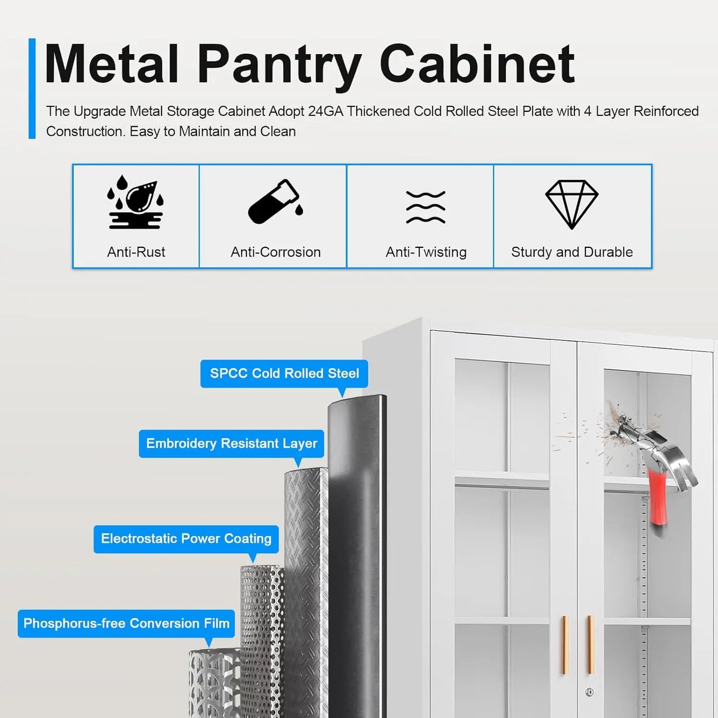 Glass Door Display Cabinet Curio Cabinet With Lock