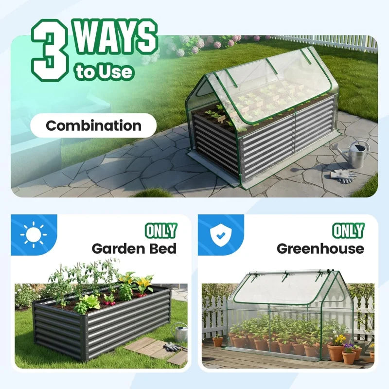 Galvanized Raised Garden Bed With Cover Outdoor Planter Box Grow Bed