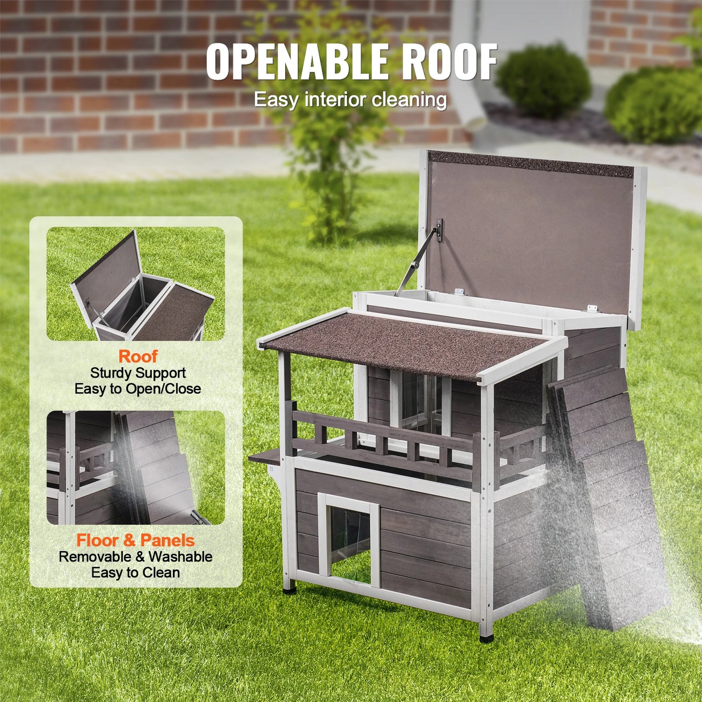 SucceBuy Outdoor Cat House Weatherproof Feral Cat Shelter