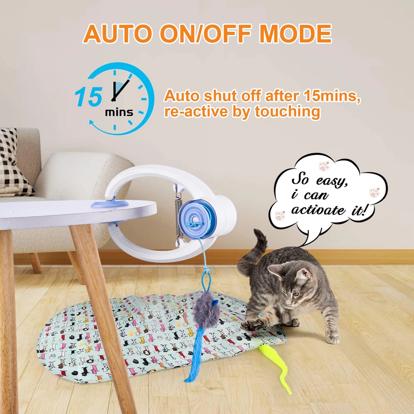 Teaser Electronic Self Play Cat Toy With 3 Catnip Mice