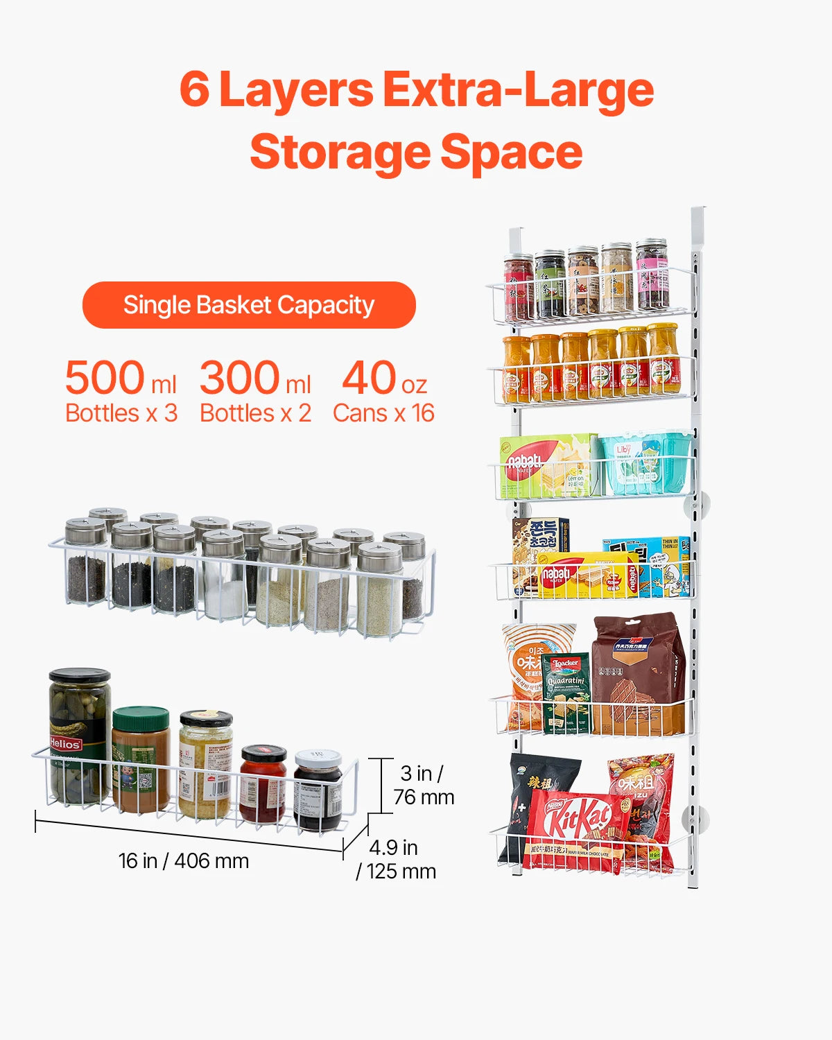 SucceBuy 6-Tier Over-The-Door Pantry Organizer Heavy-Duty Steel