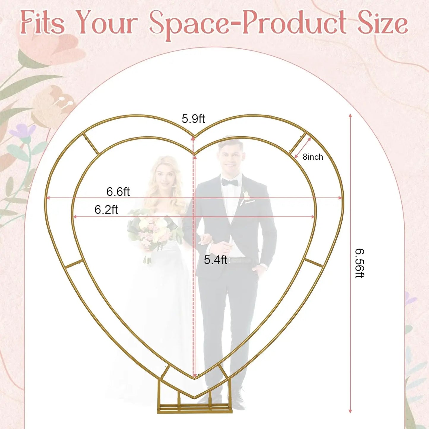 Metal Double Heart Arch Stand For Proposal And Heart Shaped Balloon Arch Frame