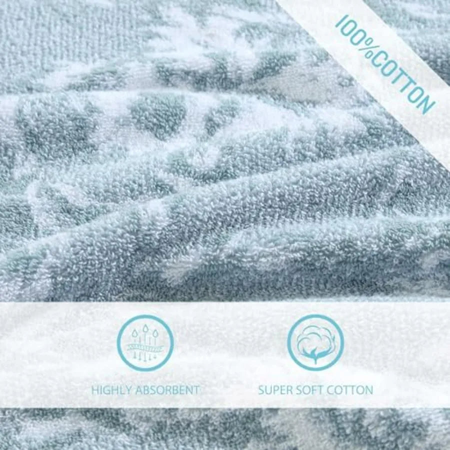 100 Cotton Bath Towels Set Soft Absorbent Yarn Dyed