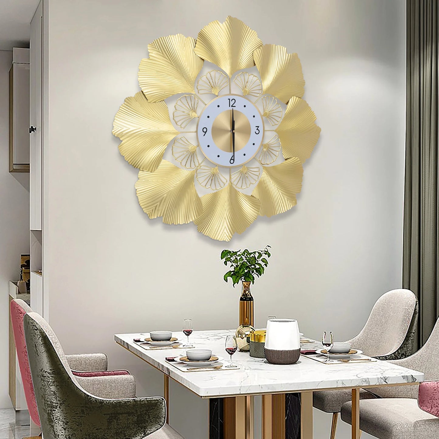 Ginkgo Biloba Wall Clock Silent Non-Ticking