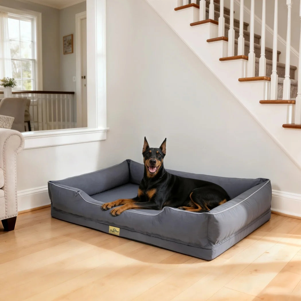 BORWART Orthopedic Dog Bed With Removable Cover And Bolster Sides