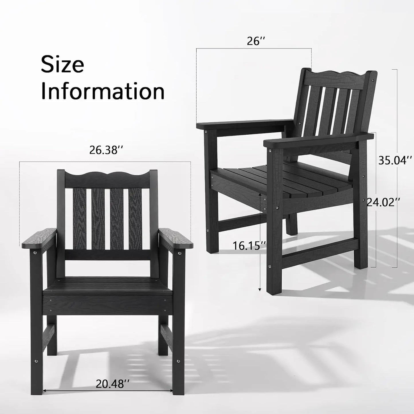 All-Weather Outdoor Patio Dining Chair With Curved Backrest, 400 Lbs Support