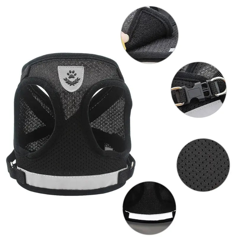 Dog Mesh Vest Harness Reflective Adjustable Easy Control