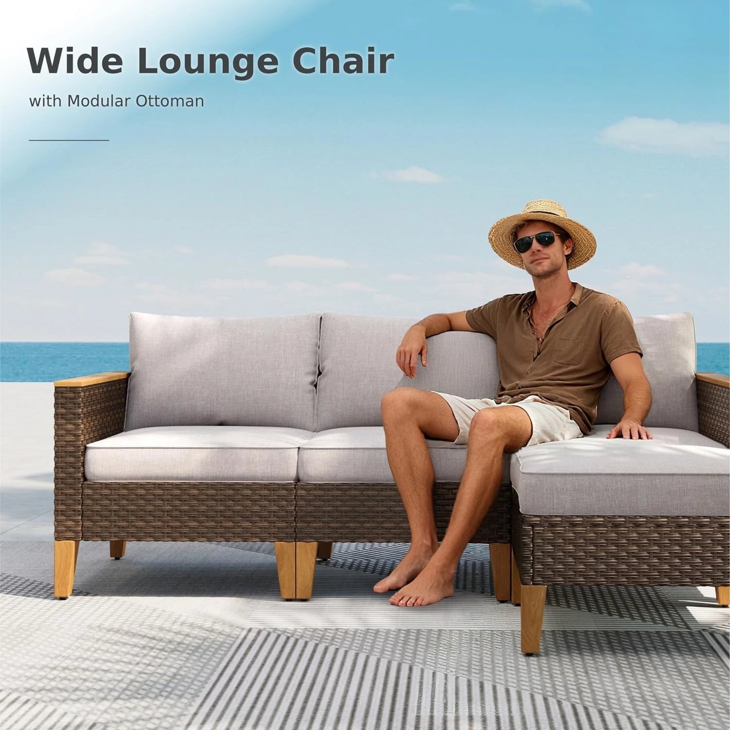 Wicker Patio Furniture Set All Weather Outdoor Rattan Conversation