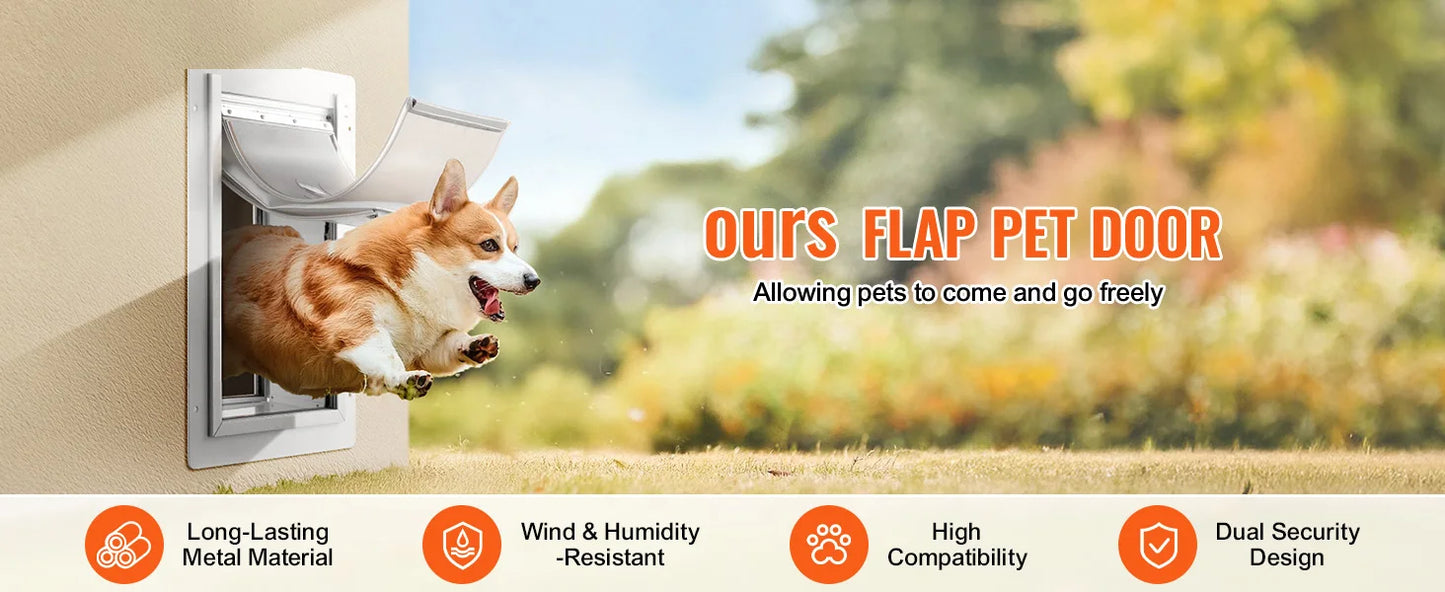 Pet Door Metal Frame Lock With 3 Flap System Weatherproof