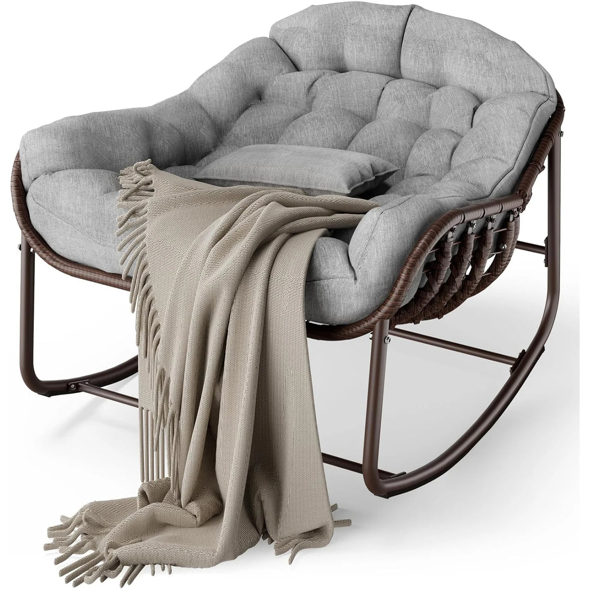 HiMiss Outdoor Papasan Egg Chair With Cushioned Lounge Seat