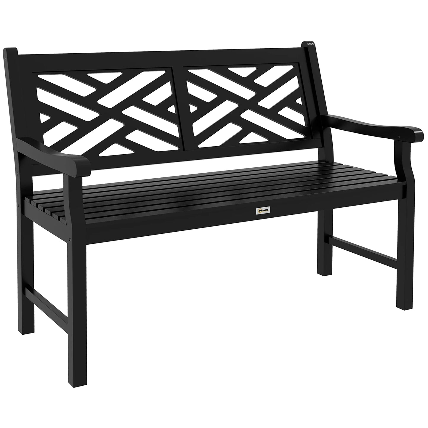 Outsunny Garden Bench With Slatted Seat And Backrest For Outdoors