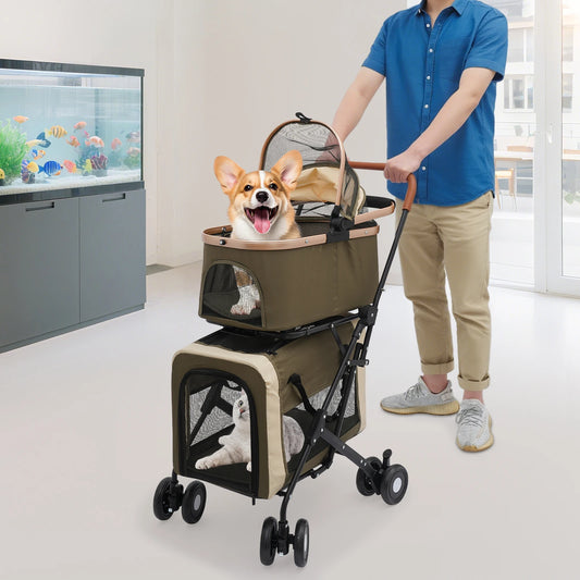 Bymaocar Foldable Pet Stroller For All Pets Two Tier Design