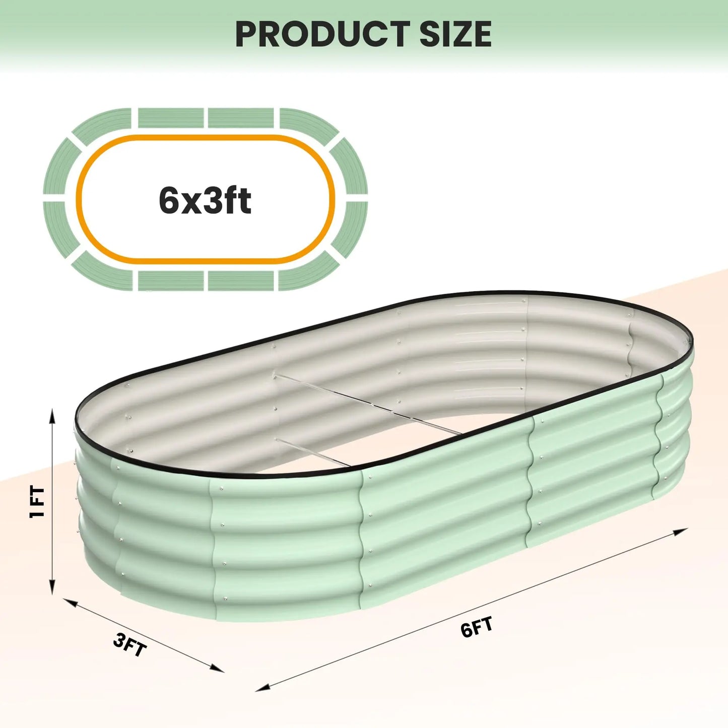 HiMISS 2 Pack Oval Galvanized Steel Raised Bed Open Base