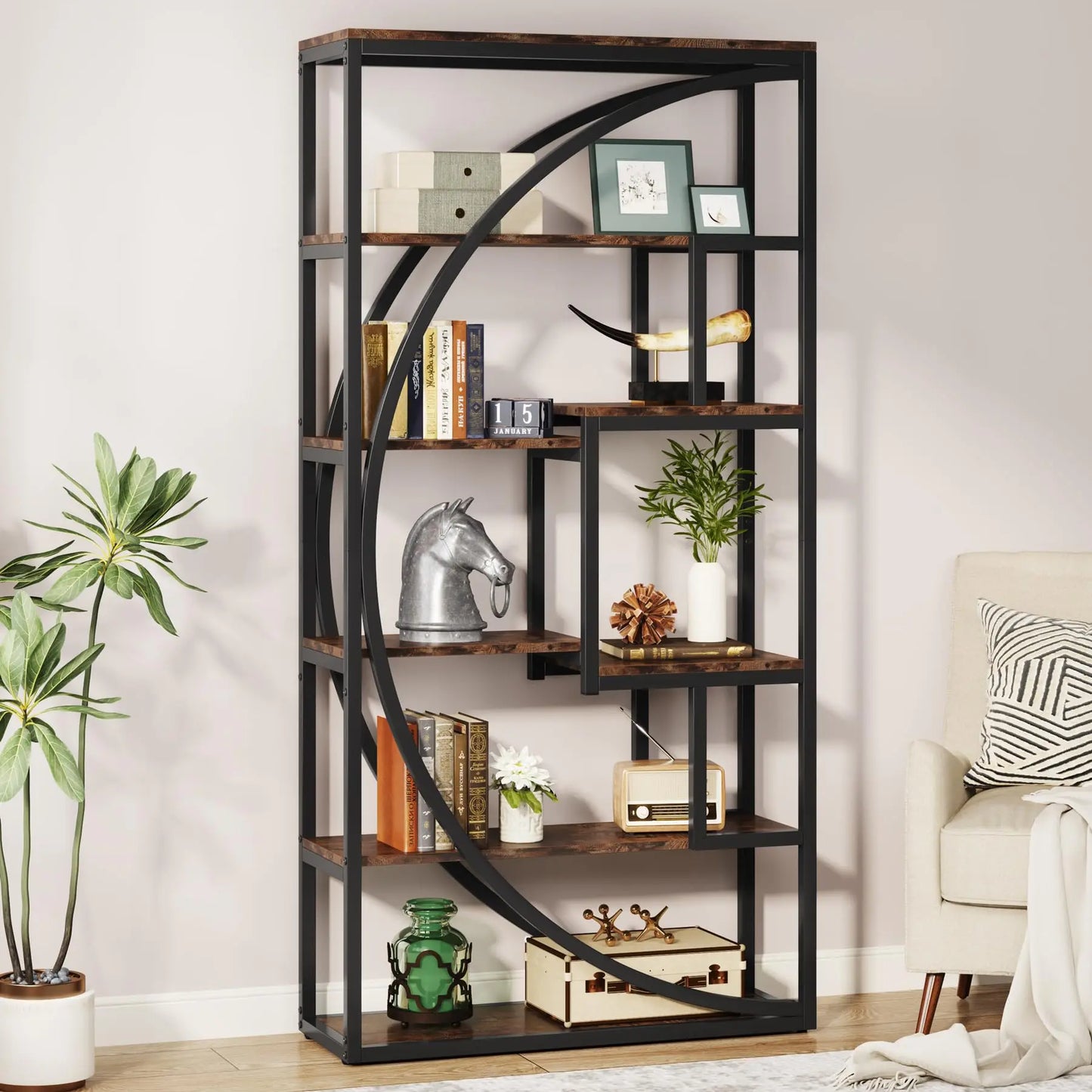 Little Tree Industrial 5 Tier Etagere Bookshelf Display