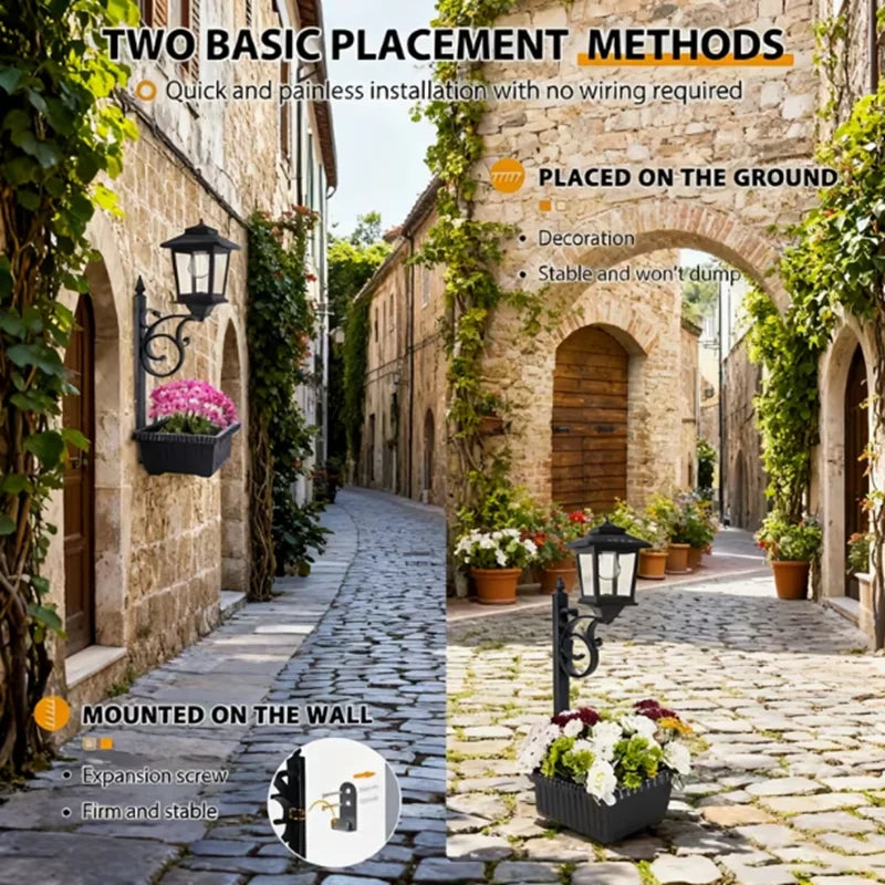 Outdoor Solar Light Posts With Planters Two Pack For Gardens