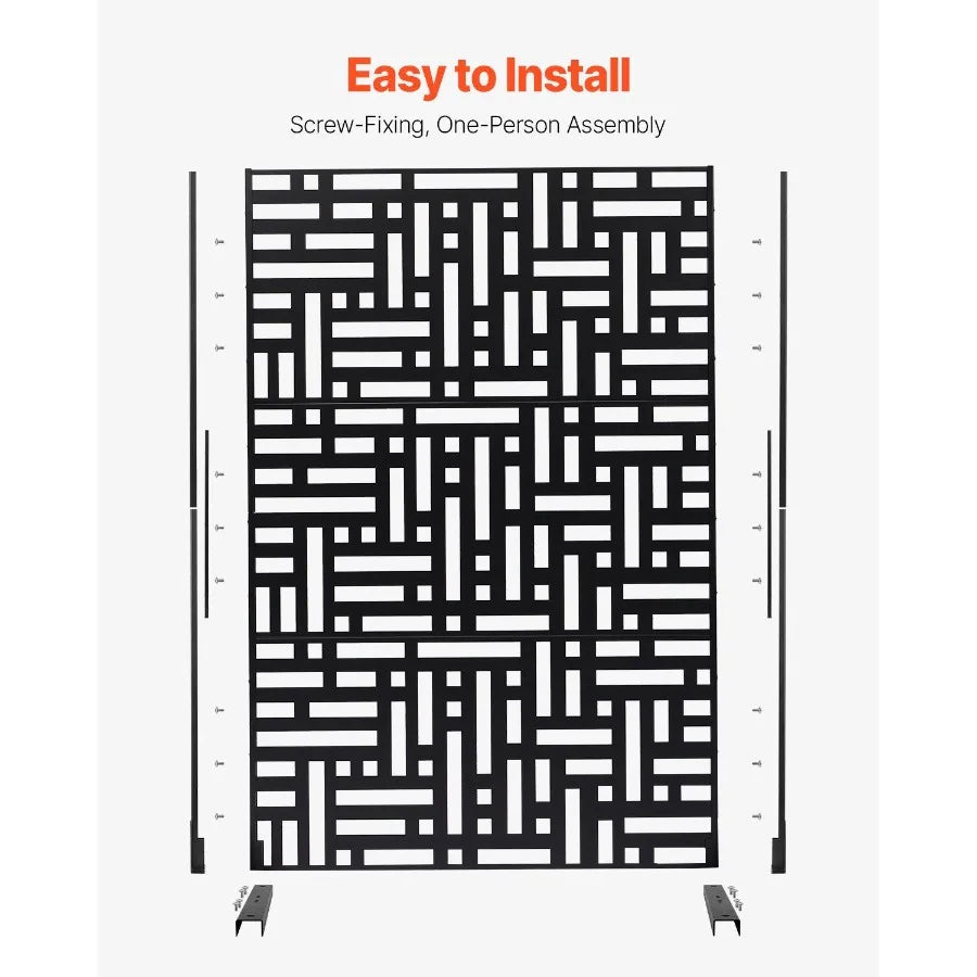 Outdoor Privacy Screen Three Panel Freestanding Steel Divider