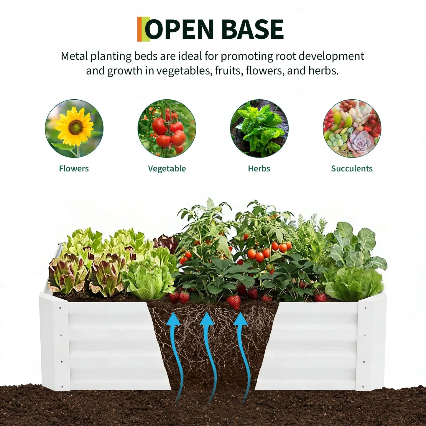 HiMISS 3in1 Raised Garden Bed Kit Metal Planter Box