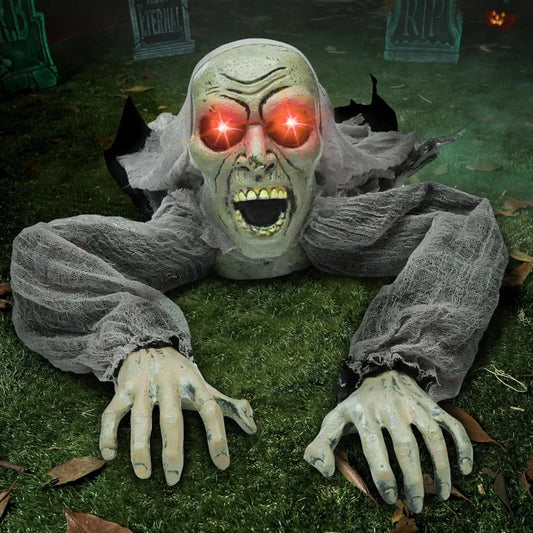 Animated Zombie Groundbreaker Halloween Yard Prop With Sound Effects