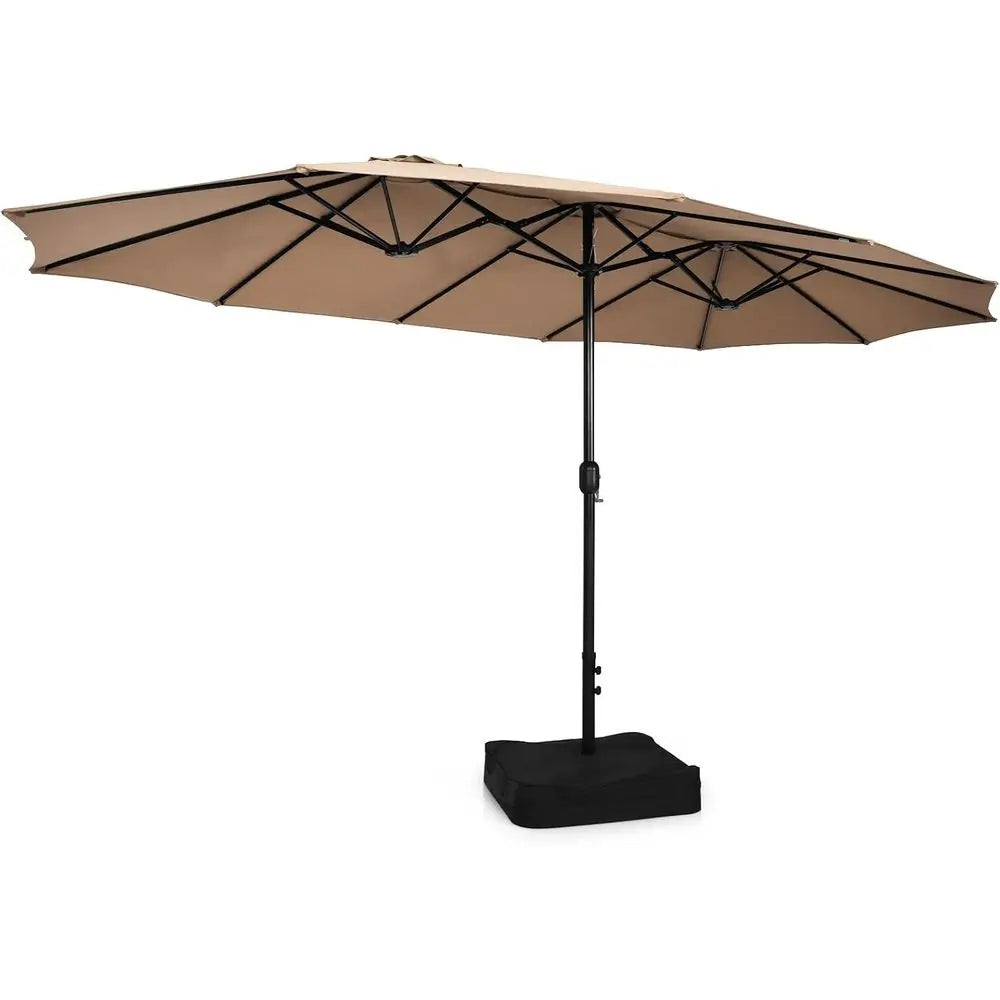 Extra-Large Double-Sided Patio Umbrella With Crank 12-Rib Frame