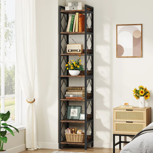 Tribesigns Narrow Bookshelf Seven Tier Freestanding Display Unit
