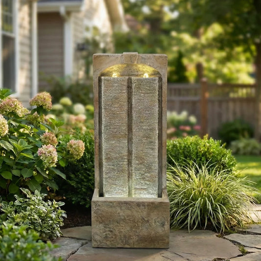 Outdoor Cascading Waterfall Fountain With LED Lights