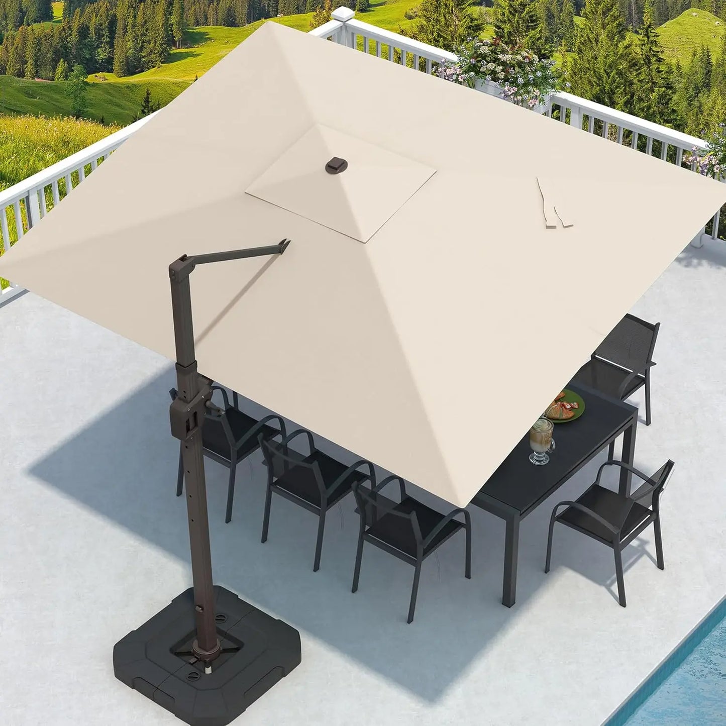 GUANGBAI Cantilever Rectangular Patio Umbrella With 7 Tilt Adjustments