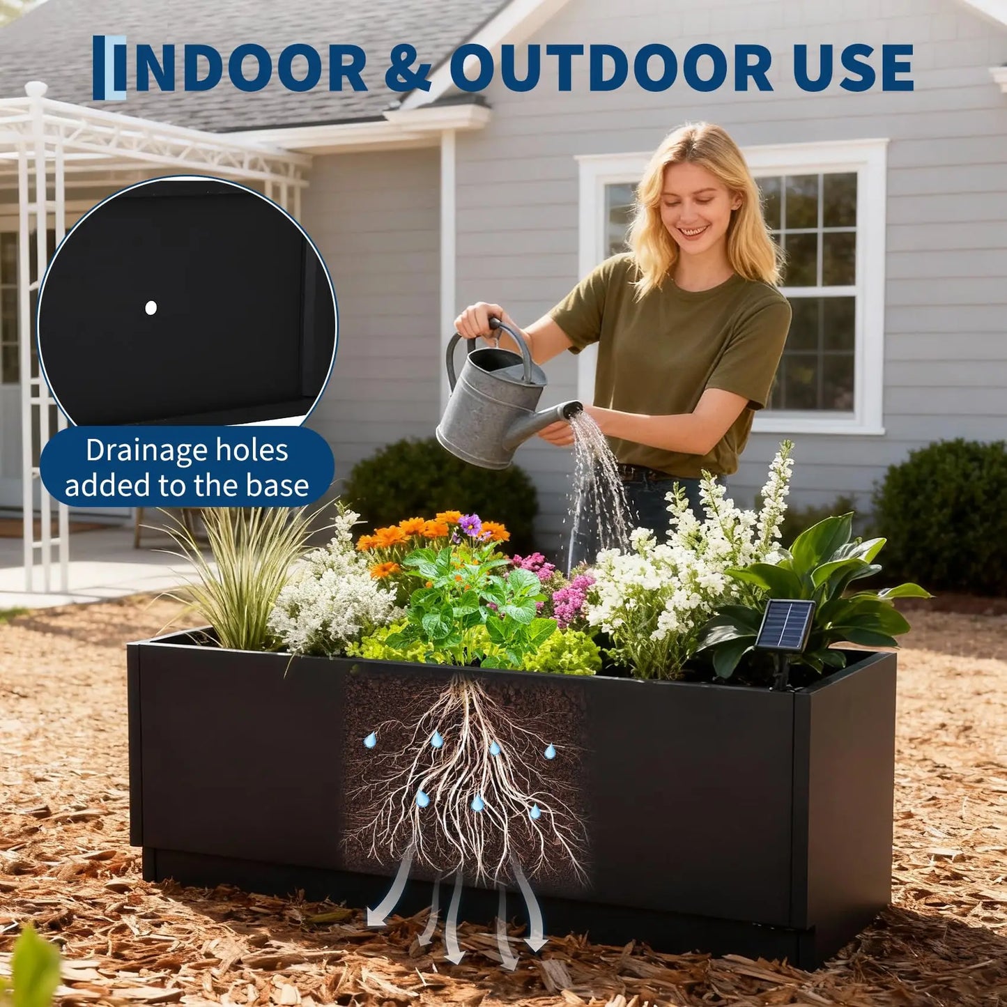 HiMISS LED Metal Planter Box With Light Strips And Controller