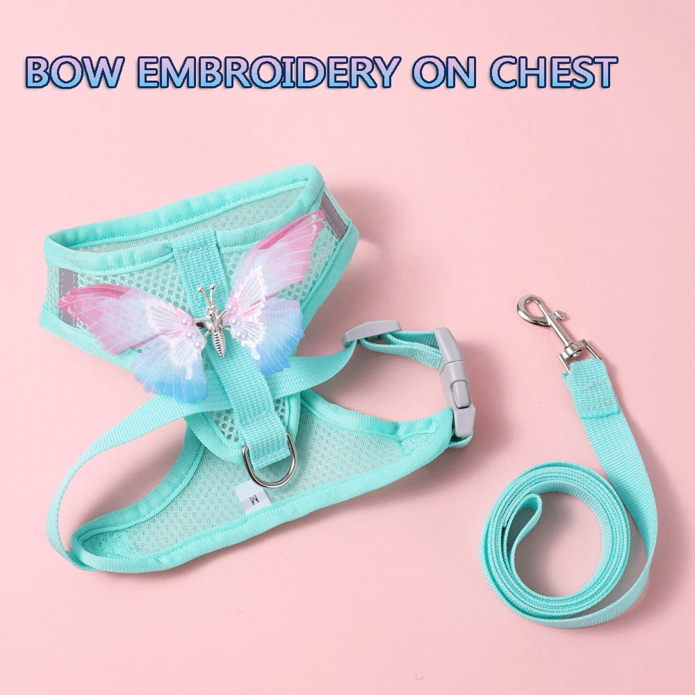 NONECN Breathable Cat Harness Set Butterfly Leash Bundle