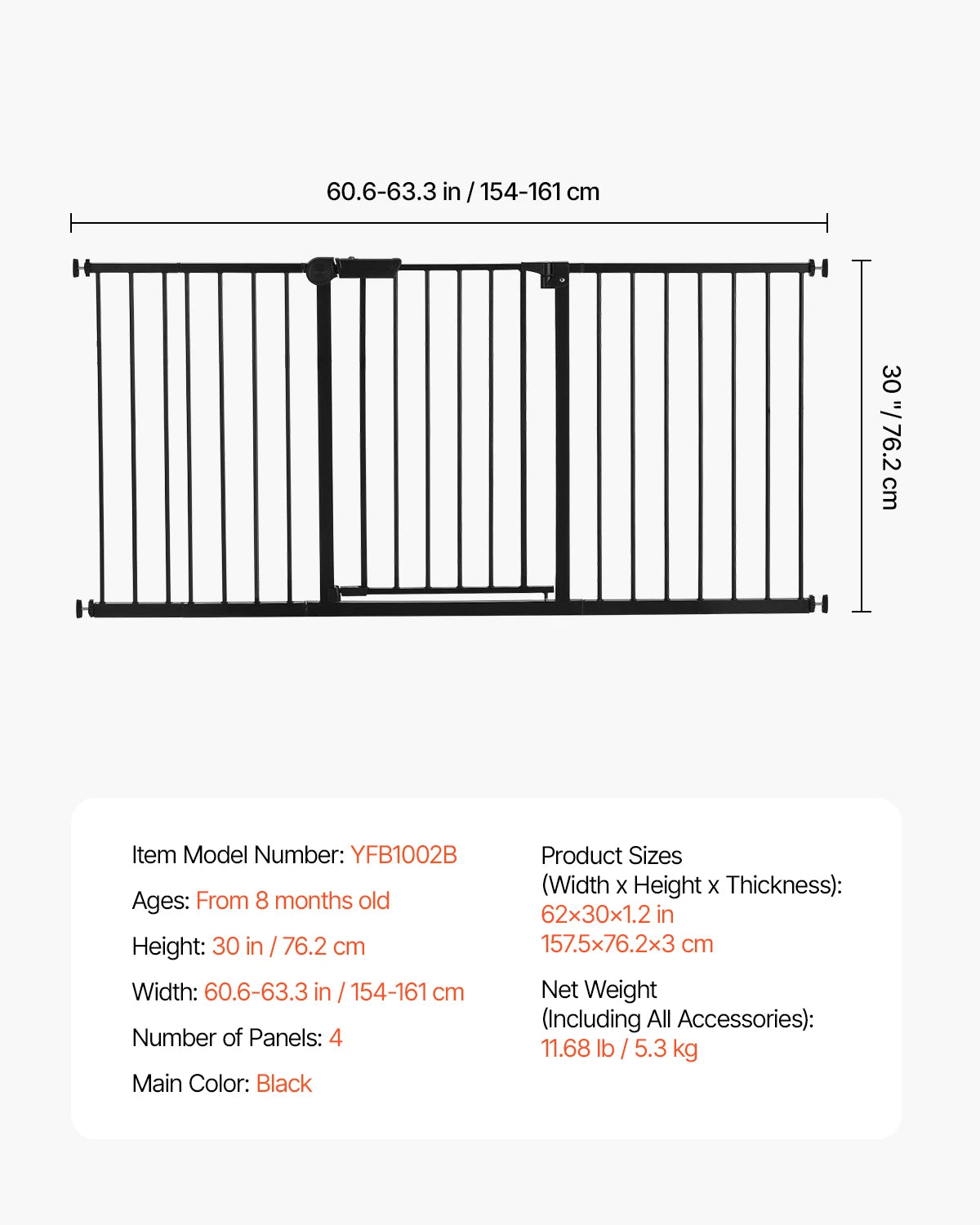 SucceBuy Pressure Mount Baby Gate Child Pet Safety