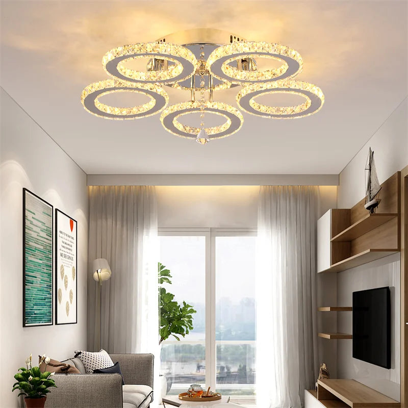 GreeLustr Modern Pendant Crystal Ring Ceiling Lamp