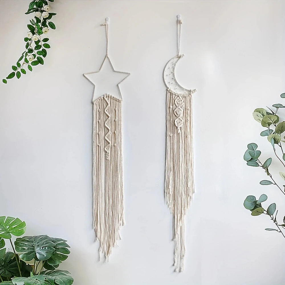 Dromenvanger Two Pack Star Moon Woven Pendants Home Decor