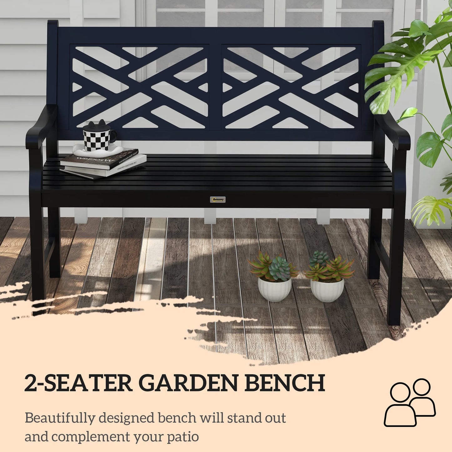 Outsunny Garden Bench With Slatted Seat And Backrest For Outdoors