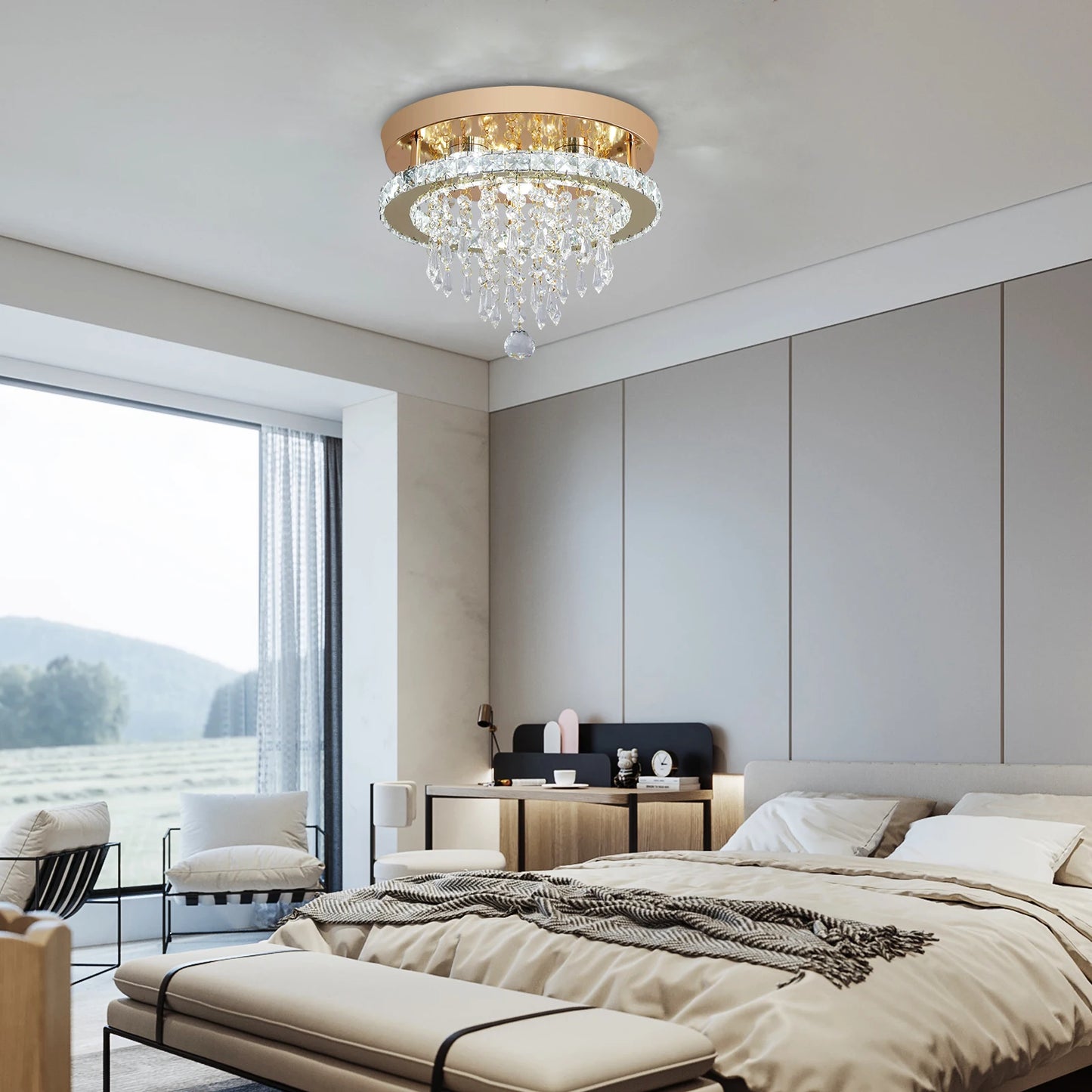 GreeLustr Crystal Chandelier LED Ceiling Light For Living Room