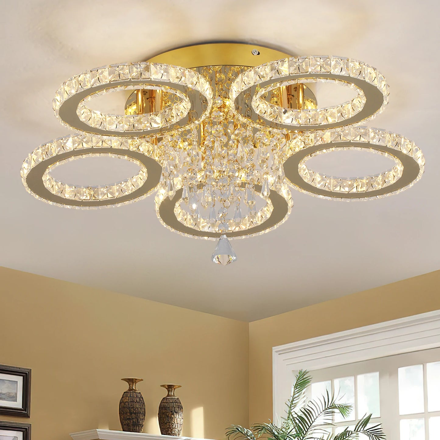 LED Crystal Ceiling Chandelier For Living Room And Dining Room