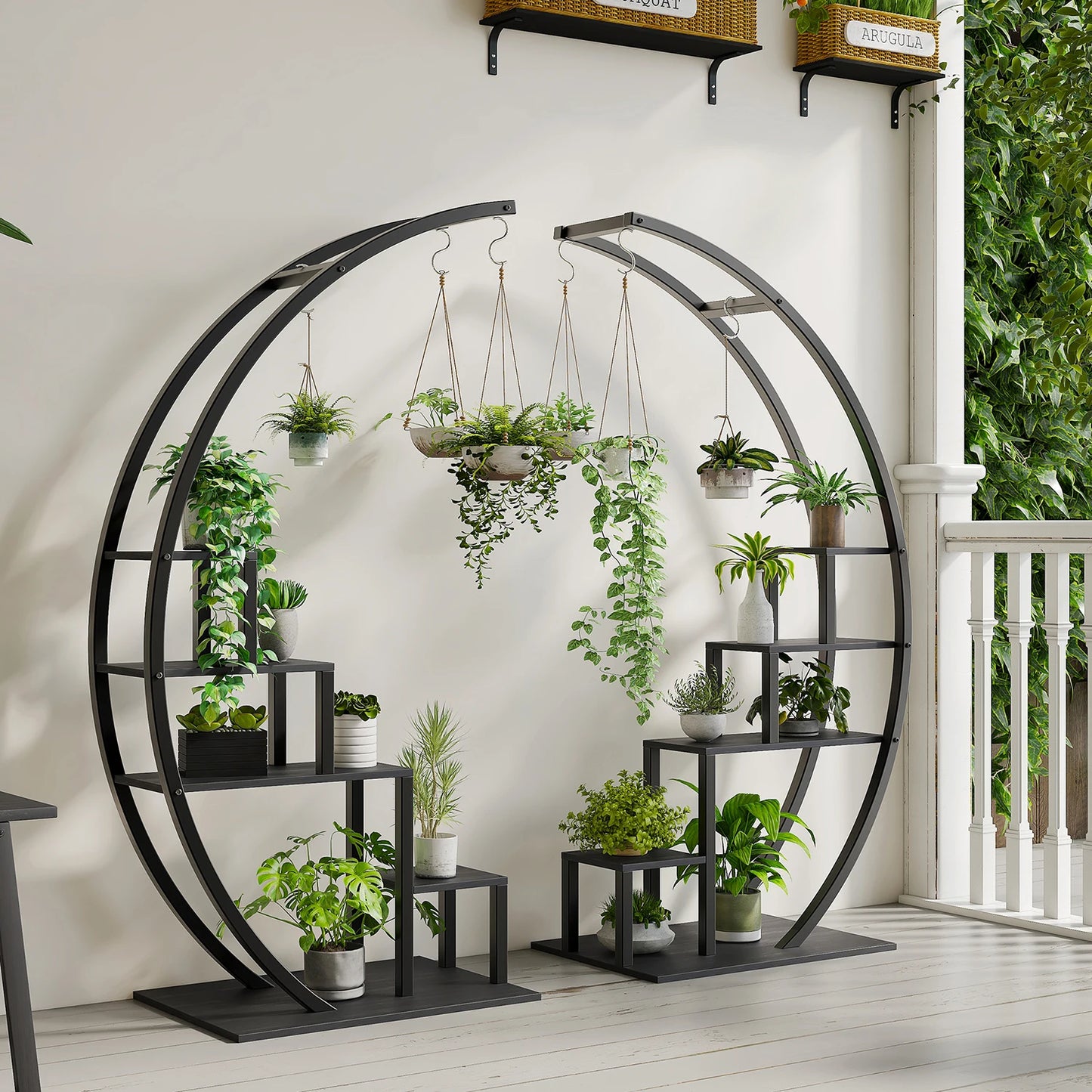 TWISTER.CK 5 Tier Plant Stand Indoor Metal Half Moon Rack 2 Pack