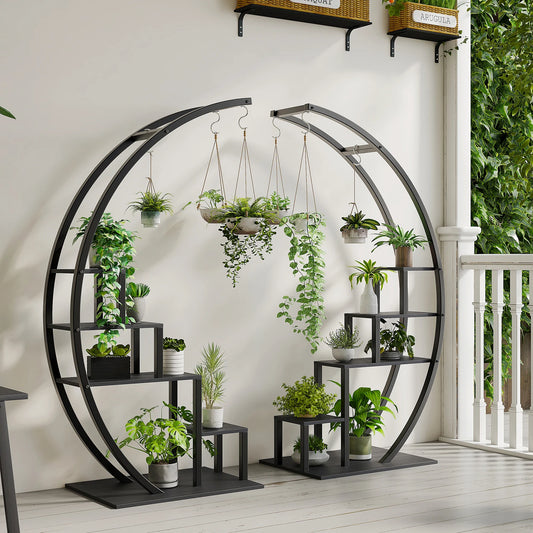 TWISTER.CK 5 Tier Plant Stand Indoor Metal Half Moon Rack 2 Pack