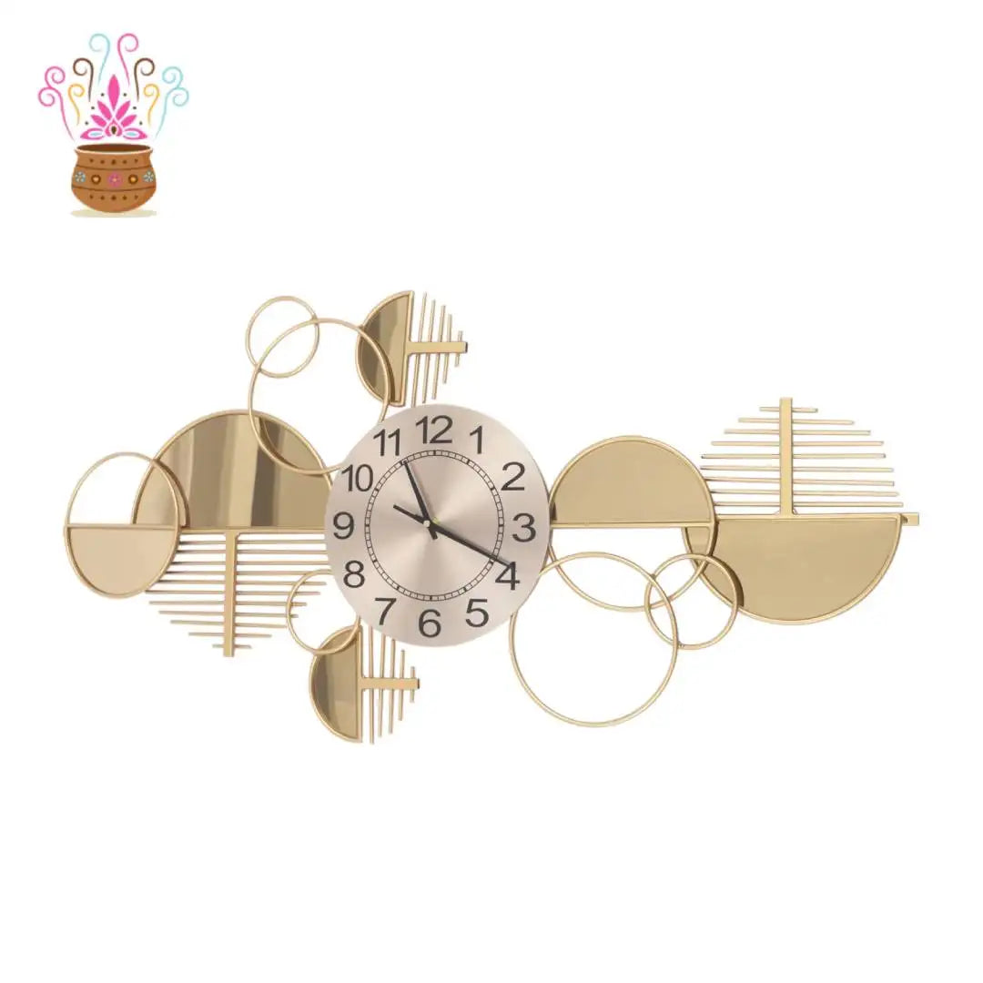 Geometric Wall Clock Iron Forged Timepiece With Silent Quartz Movement