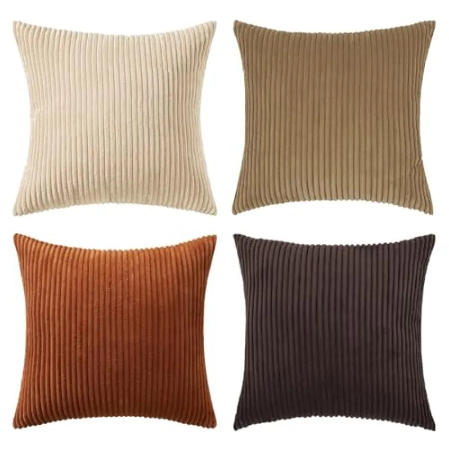 Boho Farmhouse Throw Pillow Covers Set Of 4 Corduroy Cushions