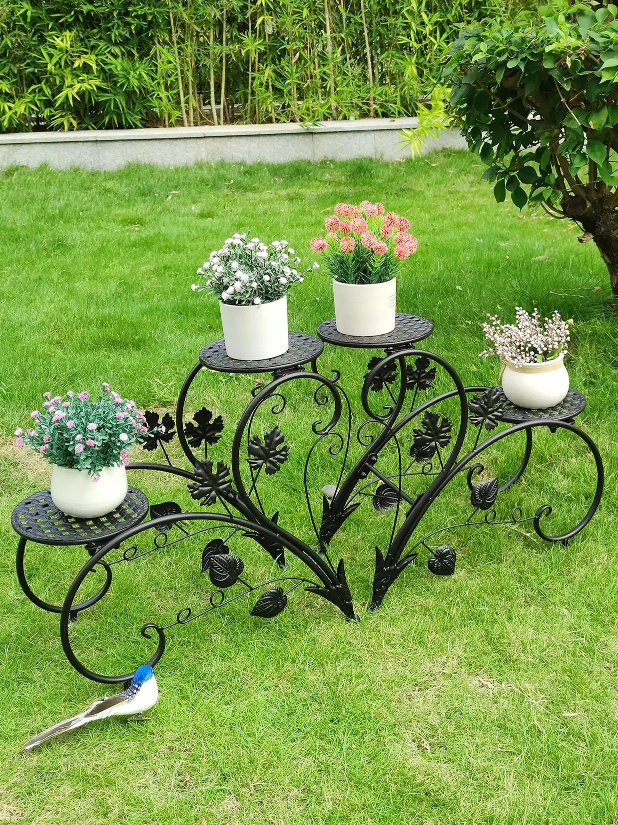 Rustproof 4-Tier Metal Plant Stand For Garden And Office