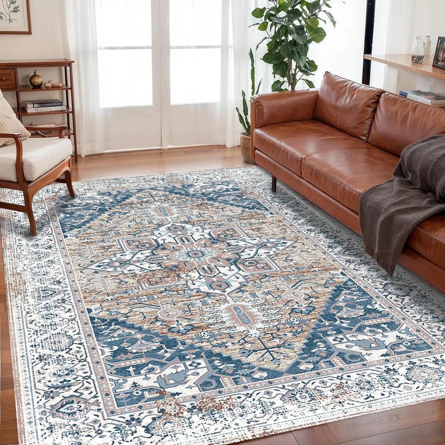 VIKAMA Bohemian Crystal Velvet Anti Slip Living Room Rug