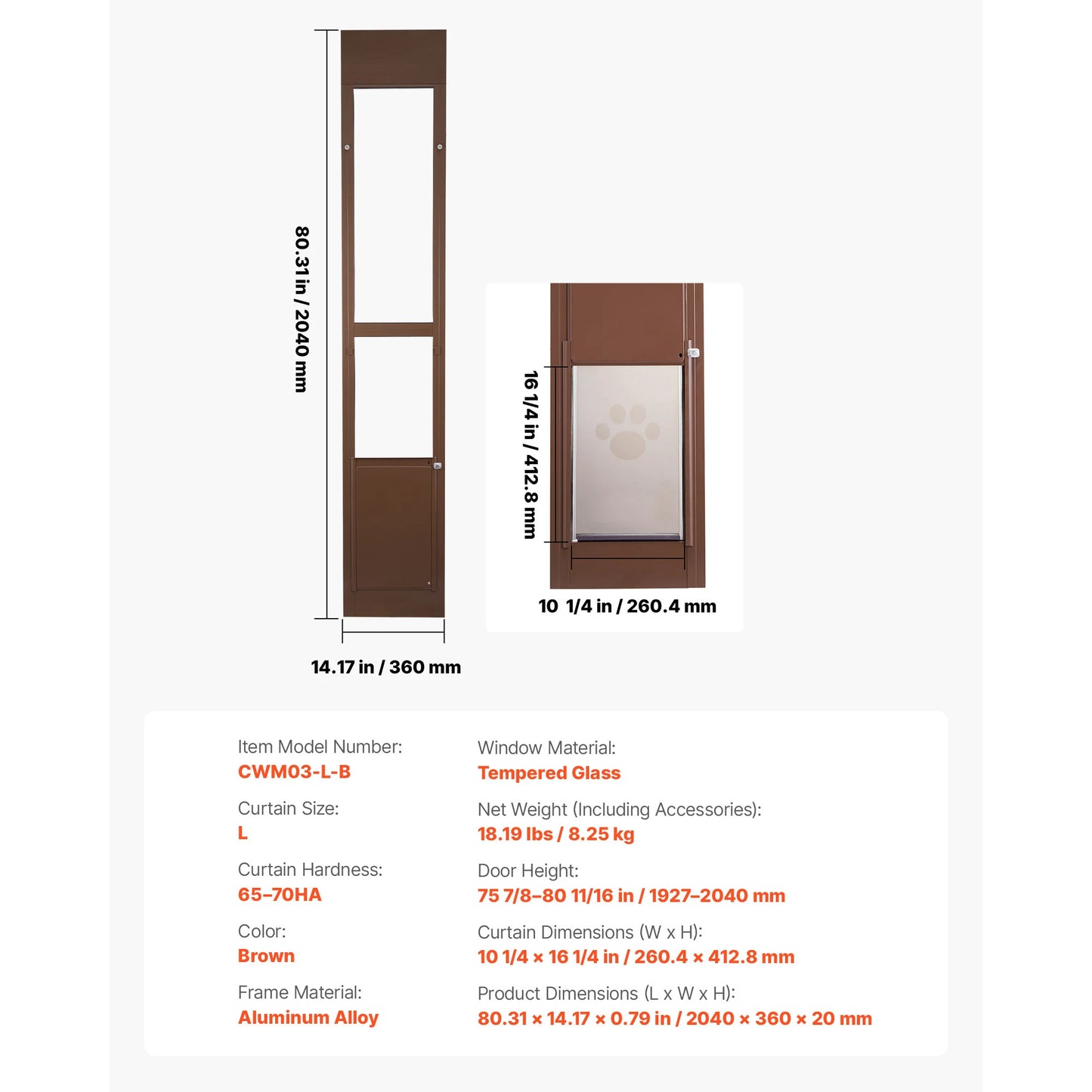 SucceBuy Sliding Glass Dog Door Rotating Hinges Lock