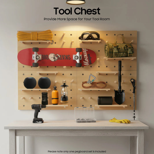 Wood Pegboard Wall Organizer Kit For Home Office DIY